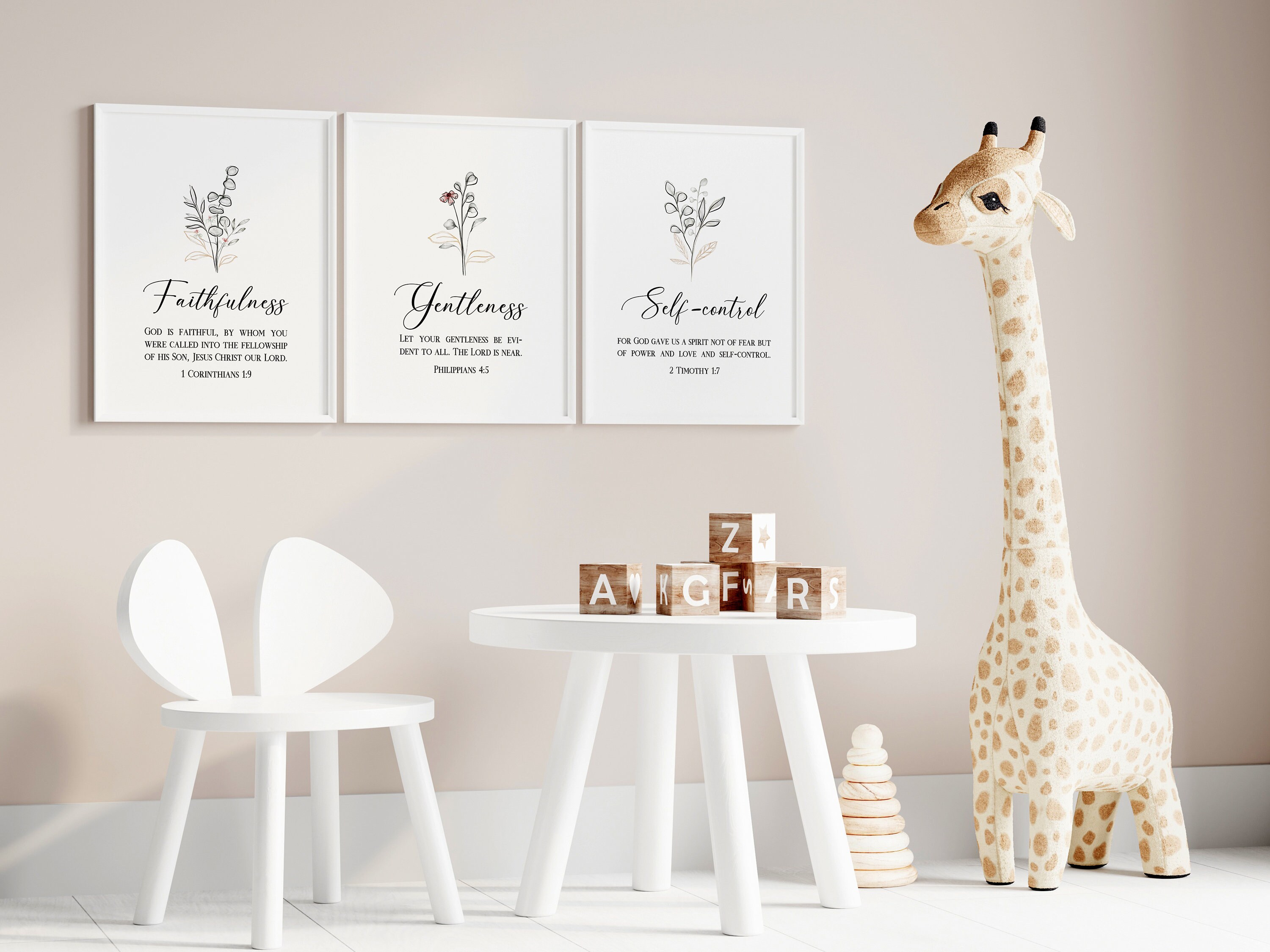Fruit of the Spirit Bible Verse Printable Wall Art Set of 9, Galatians ...