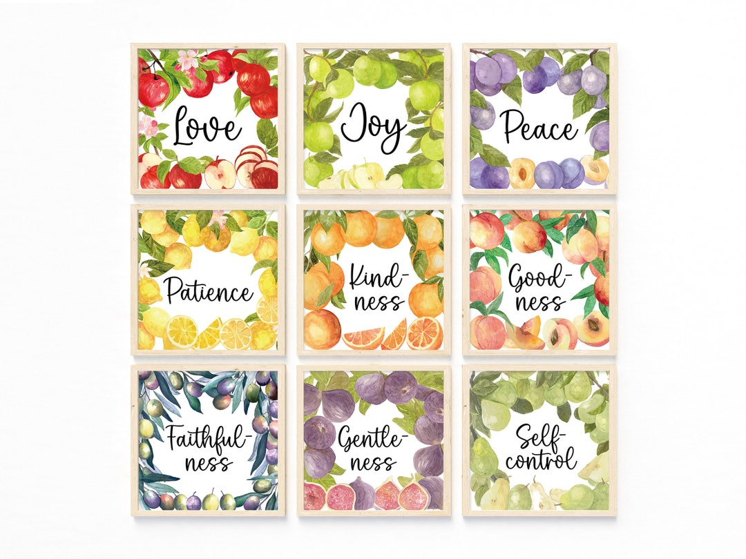 Fruit of the Spirit Kids Boho Bible Verse Wall Art Printable Set of 9 ...