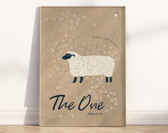 Jesus Leaves the 99 the One Lost Sheep Parable Bible Verse Wall Art Printable, Christian Scripture Quote Print