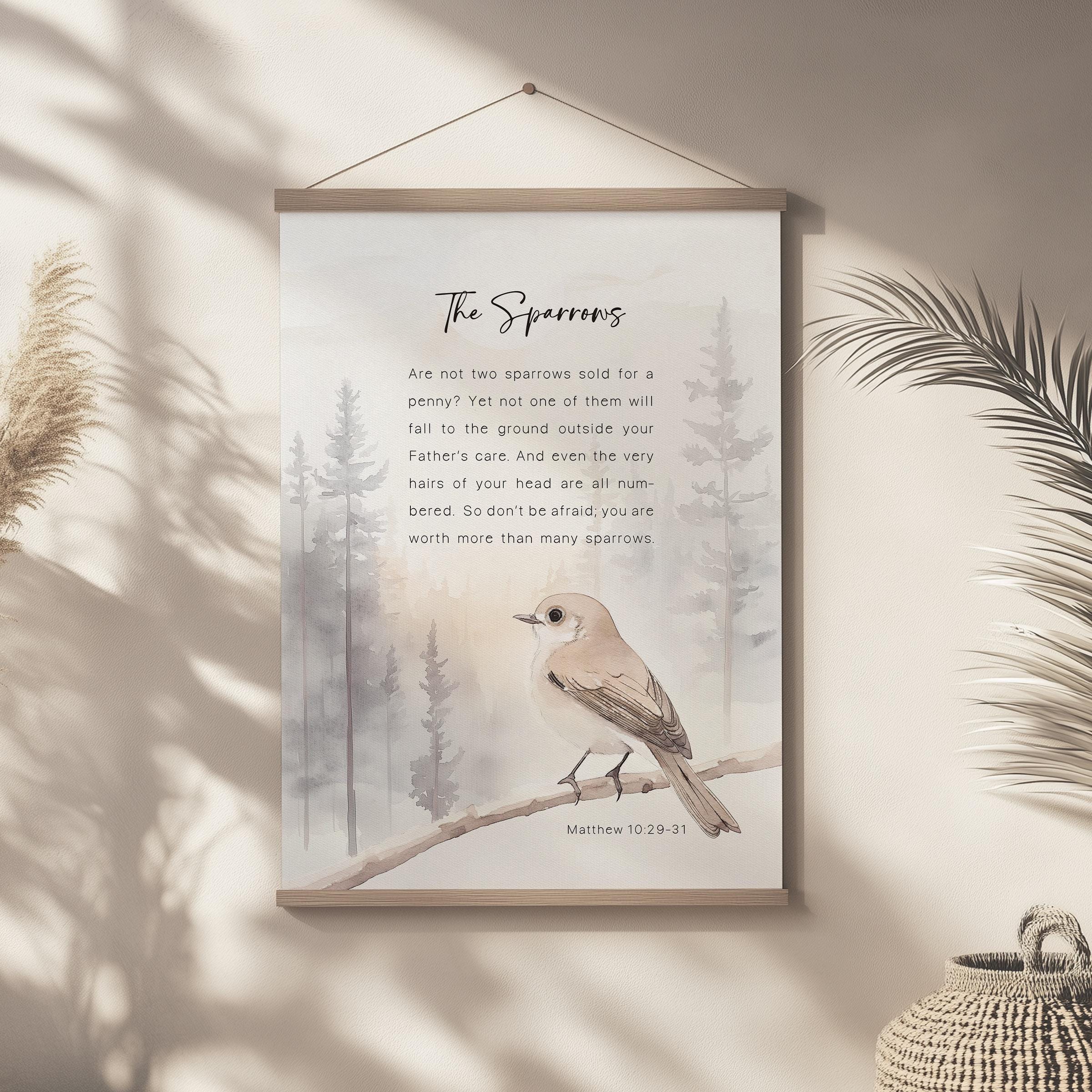 The Sparrow Bible Verse Wall Art Printable, Modern Christian Matthew 10 ...