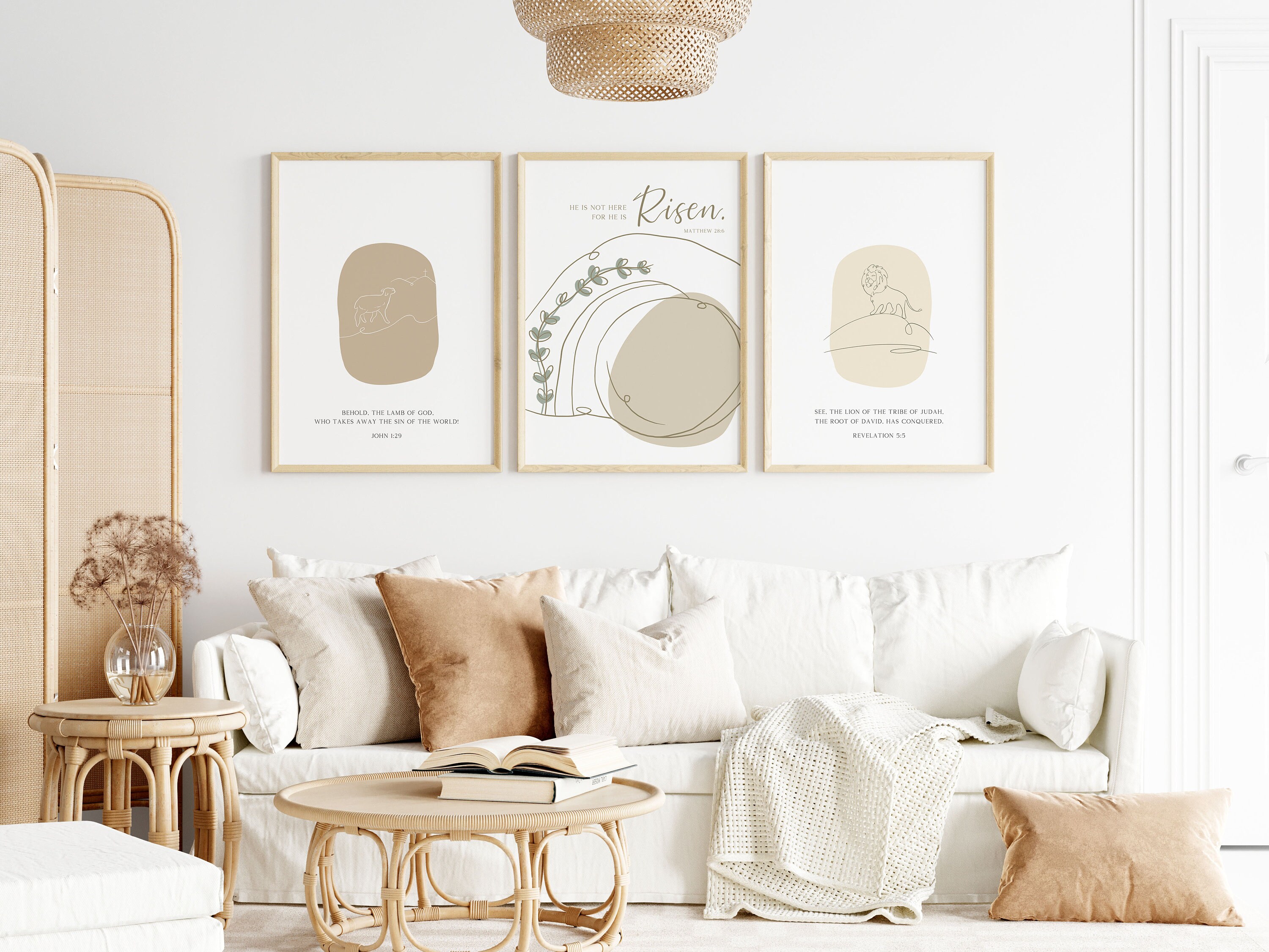 Religious Easter Bible Verse Wall Art Printable Set of 3, Modern ...
