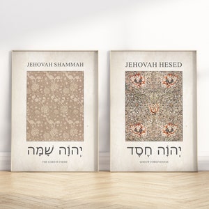 12 Hebrew Names of God and Meanings Printable Wall Art Gallery Set ...