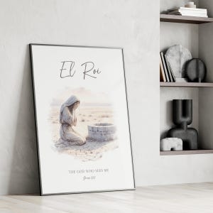 El Roi Hargar in der Wüste Bibel Illustration Wand Kunst druckbare, hebräische Name Gottes-Der Gott, der mich sieht Schrift Zitat Aquarell Kunstwerk Bild 6