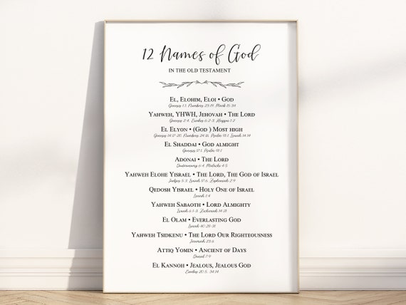 12 Names of God in the Old Testament Bible Verse Printable Wall Art, Modern  Christian Minimalist Scripture Quote Homeschool Home Decor Print 