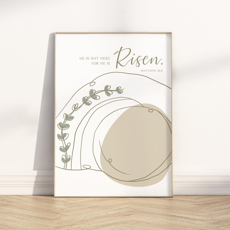 Scripture List Empty Image He is Risen Bible Verse Wall Art Printable, Christian Empty Tomb ...