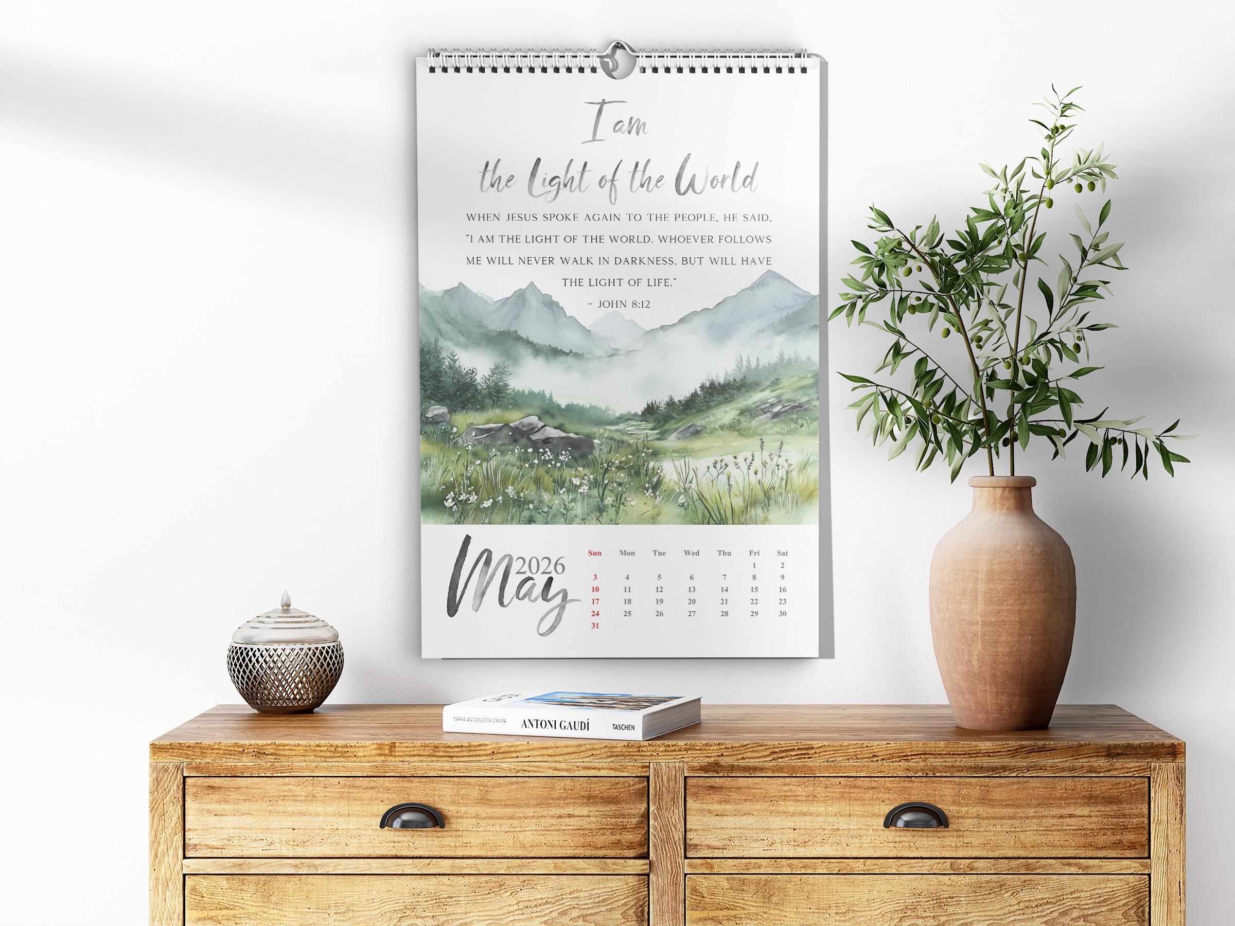 2026 Christian Calendar Printable: 12 Months of Jesus the Great "i Am ...