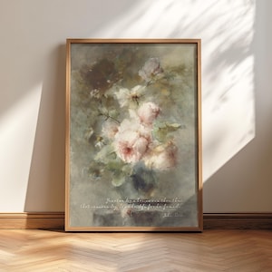 John 15: 13 Größere Liebe hat niemand als dieses Bibel-Vers-Wandkunstdruck, Vintage-Ölgemälde florales christliches Schriftzitat Kunstwerk