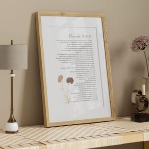 Spreuken 31 vrouw moderne christelijke boho kunst aan de muur print, Spreuken 31:10-31 bijbelvers wanddecor, moederdagcadeau van dochter echtgenoot afbeelding 7