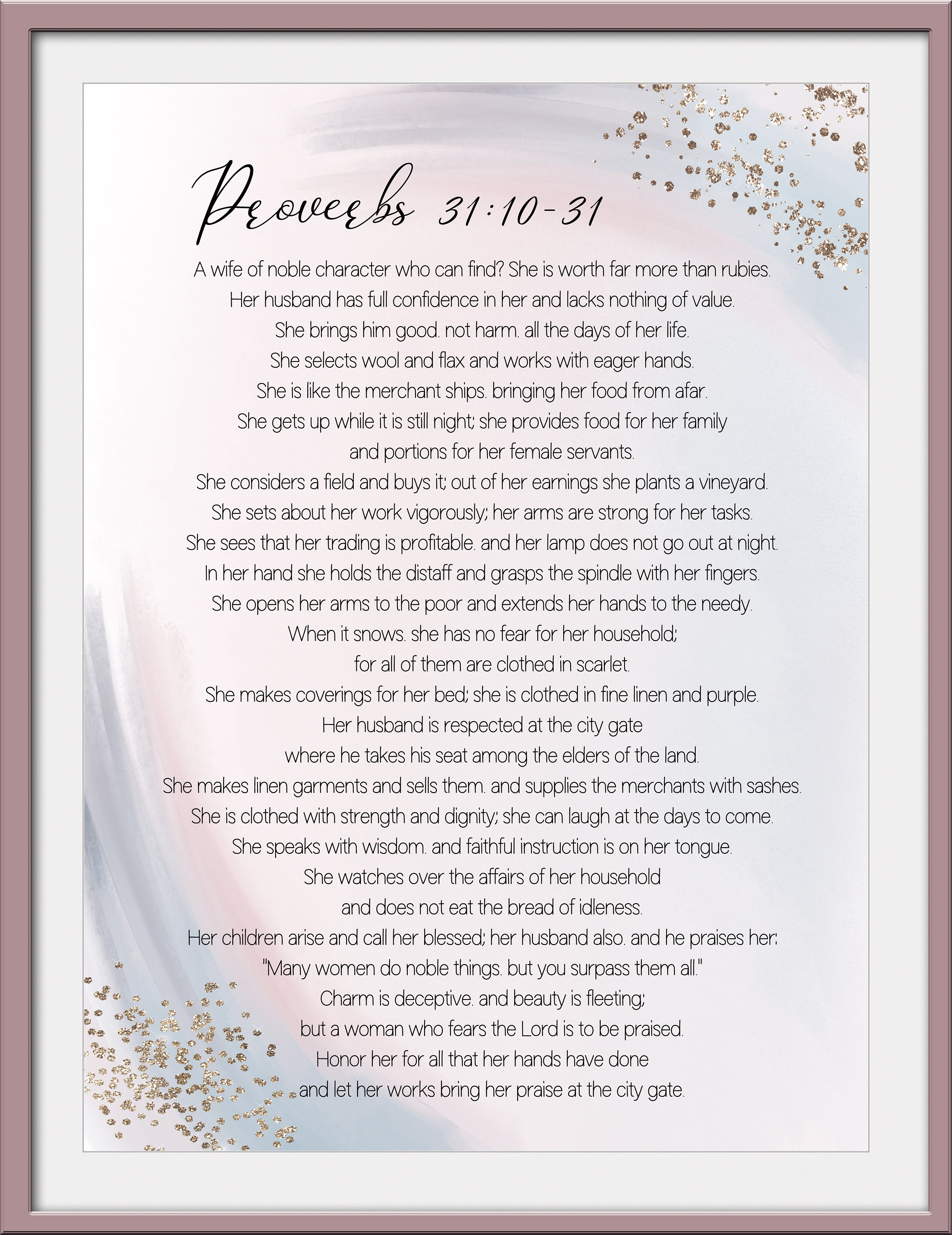 Proverbs 31 Scripture Proverbs 31 Woman Modern Christian Watercolor Wall Art Printable ...