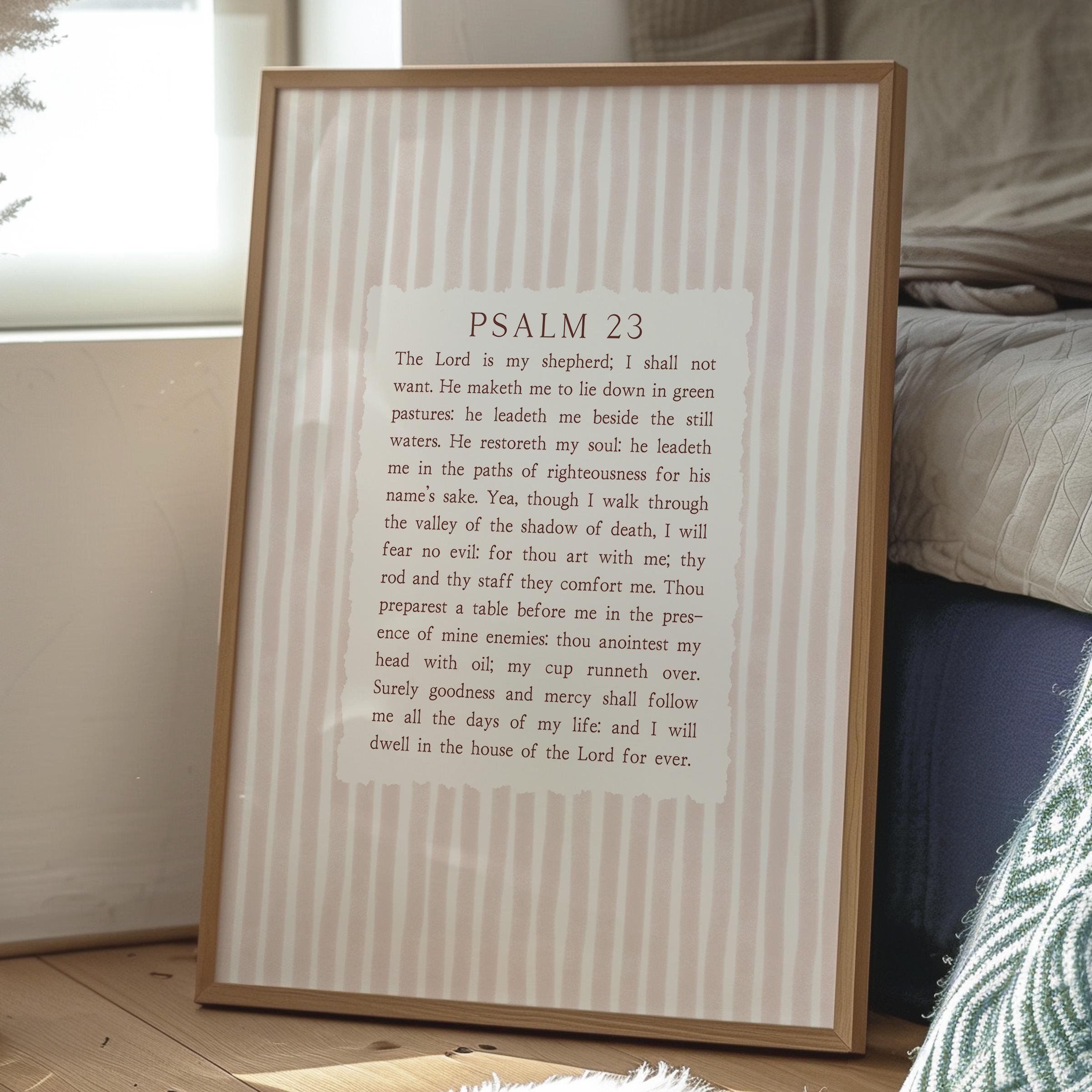 Dusty Rose Quad Scriptures Psalm 23 the Lord is My Shepherd Bible Verse Wall Art Printable ...