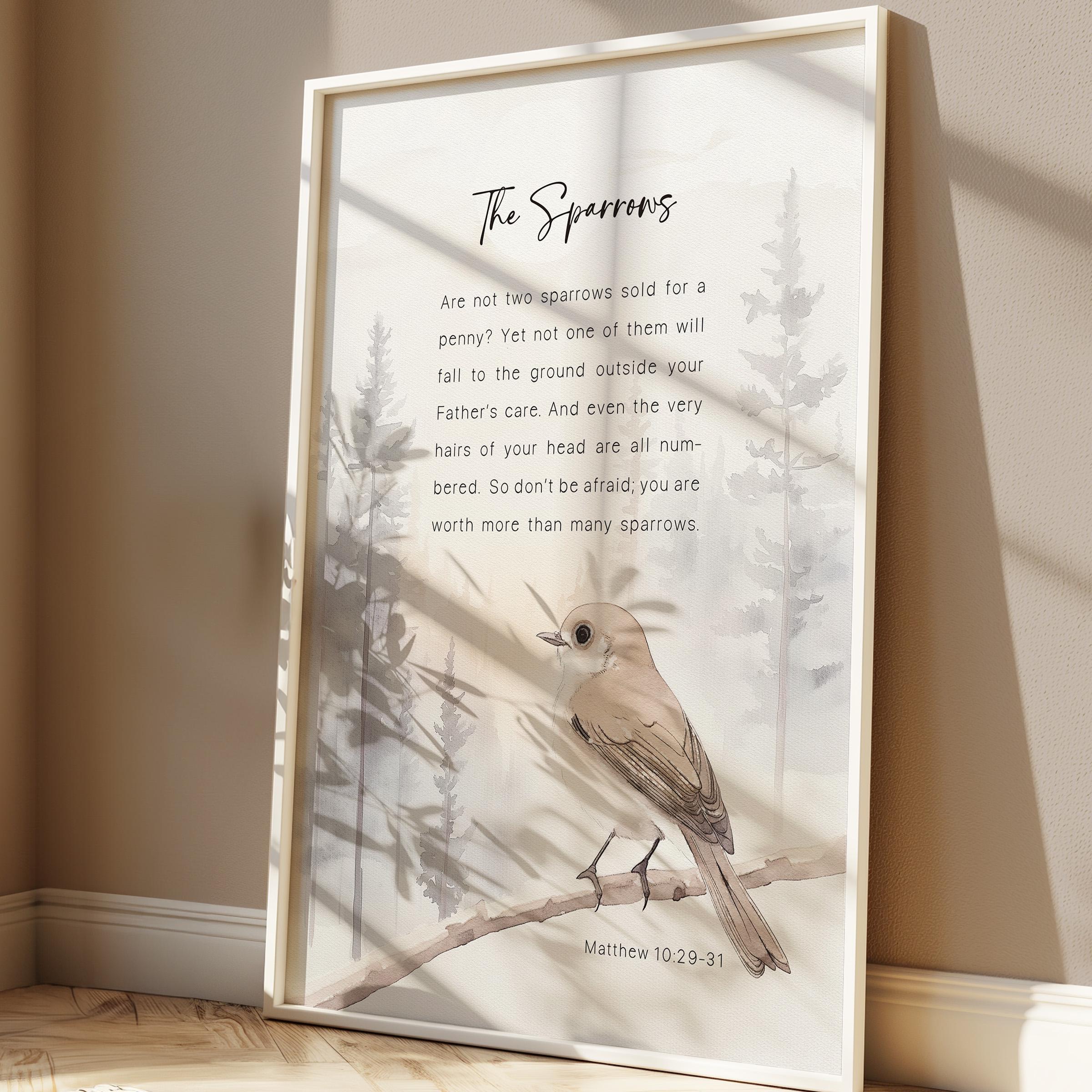 The Sparrow Bible Verse Wall Art Printable, Modern Christian Matthew 10 ...