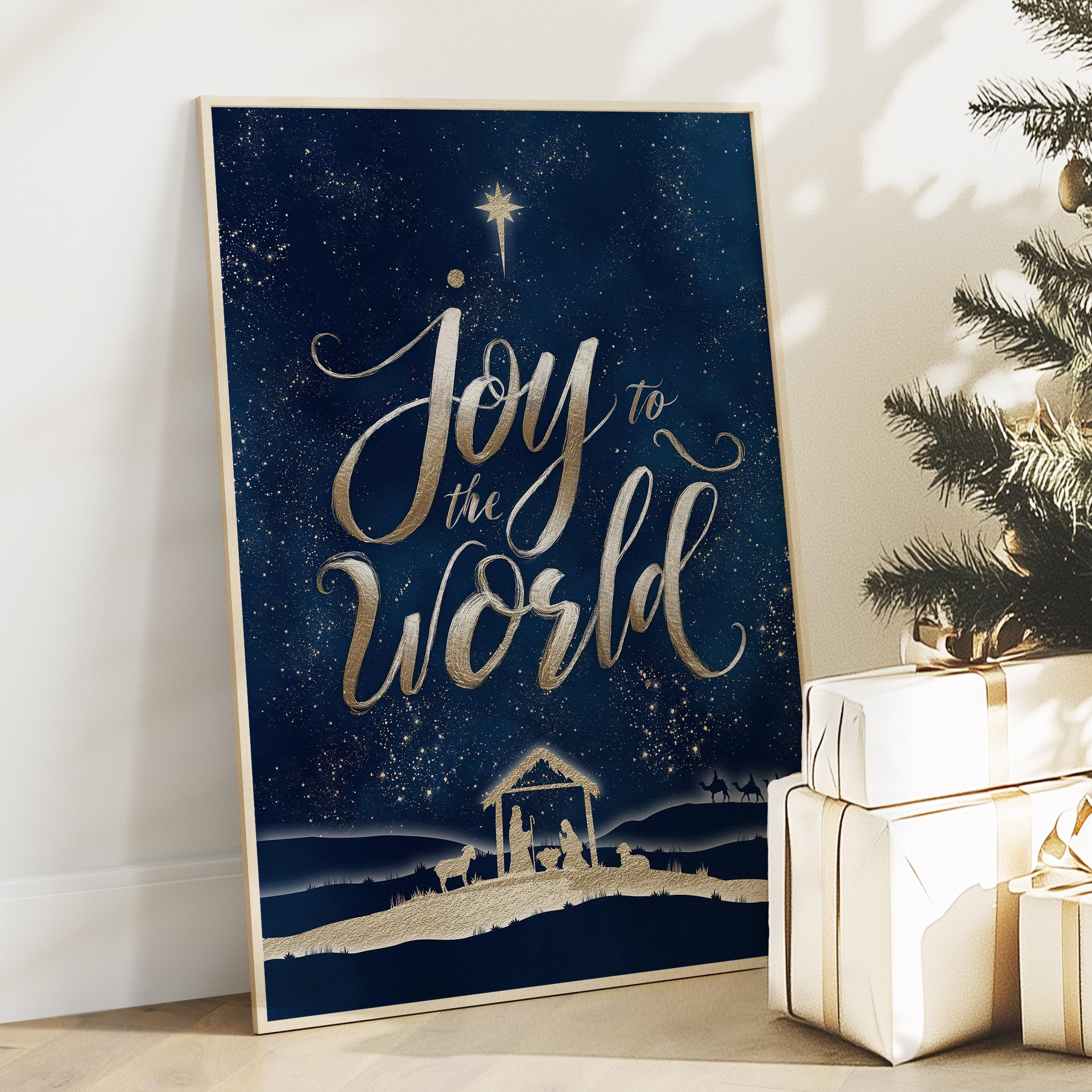 Nativity Scene Scripture Joy to the World Nativity Scene Christmas Bible Verse Wall Art ...