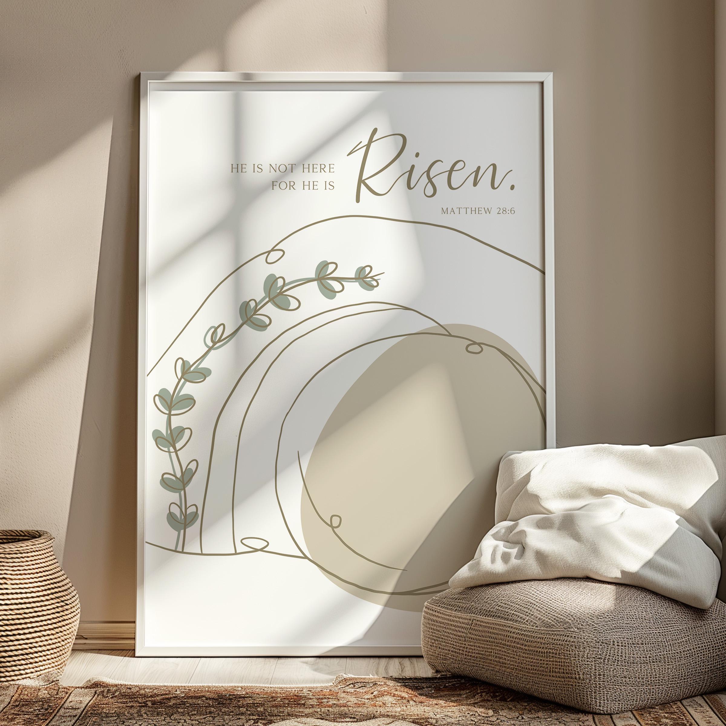 Scripture List Empty Image He is Risen Bible Verse Wall Art Printable, Christian Empty Tomb ...