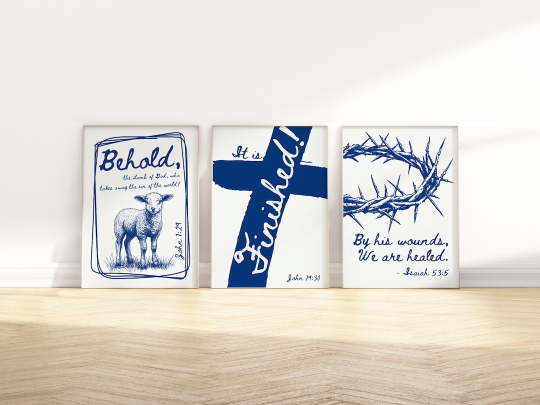 Set of 3 Religious Easter Bible Verse Wall Art Printable, Christian ...