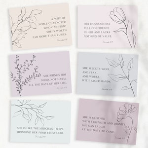 Spreuken 31:10-31 Bijbelvers geheugenkaart afdrukbare, moderne minimalistische bloemen schrift citaat print, cadeau voor christelijke vrouw/moeder/vrouw/bruid