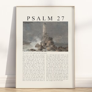 Psalm 27 Der Herr ist mein Licht und meine Erlösung Bibel Vers druckbare Wandkunst, Vintage Christian Ölgemälde Schrift Zitat Kunstwerk Poster