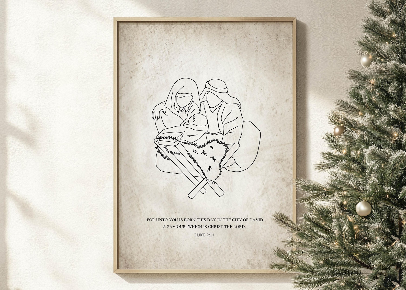 Nativity Scene Scripture Nativity Scene Christmas Bible Verse Printable Wall Art, Modern ...