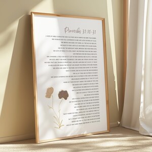 Spreuken 31 vrouw moderne christelijke boho kunst aan de muur print, Spreuken 31:10-31 bijbelvers wanddecor, moederdagcadeau van dochter echtgenoot afbeelding 2