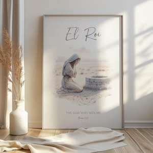 El Roi Hargar in der Wüste Bibel Illustration Wand Kunst druckbare, hebräische Name Gottes-Der Gott, der mich sieht Schrift Zitat Aquarell Kunstwerk Bild 7