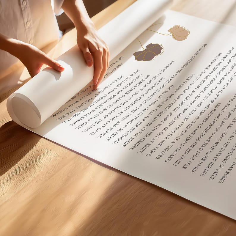 Spreuken 31 vrouw moderne christelijke boho kunst aan de muur print, Spreuken 31:10-31 bijbelvers wanddecor, moederdagcadeau van dochter echtgenoot afbeelding 4