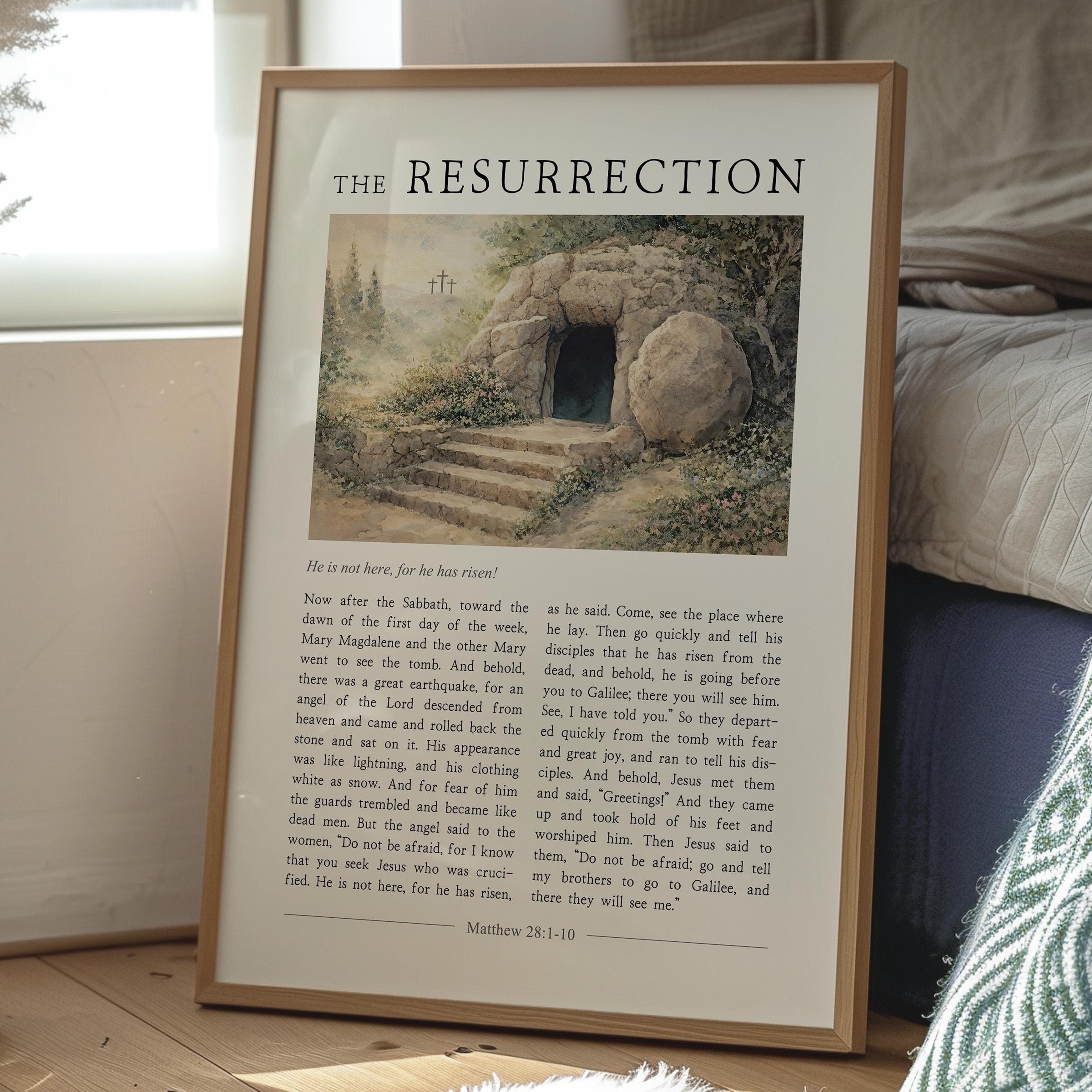 Scripture List Empty Image The Resurrection Bible Verse Wall Art Printable, Matthew 28:1-10 Jesus ...