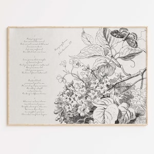Erstaunliche Gnade christliche Hymne Texte Wand Kunst druckbare, Vintage religiöse Blumen schwarz & weiß Bleistift Zeichnung Kunstwerk Poster Druck Download