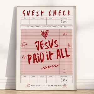 Jesus Paid it All Christliche druckbare Wandkunst, modernes Retro Vintage religiöses Zitat 1 Johannes 1: 9 Römer 6 23 Johannes 8 36 Kunstwerk Poster Druck