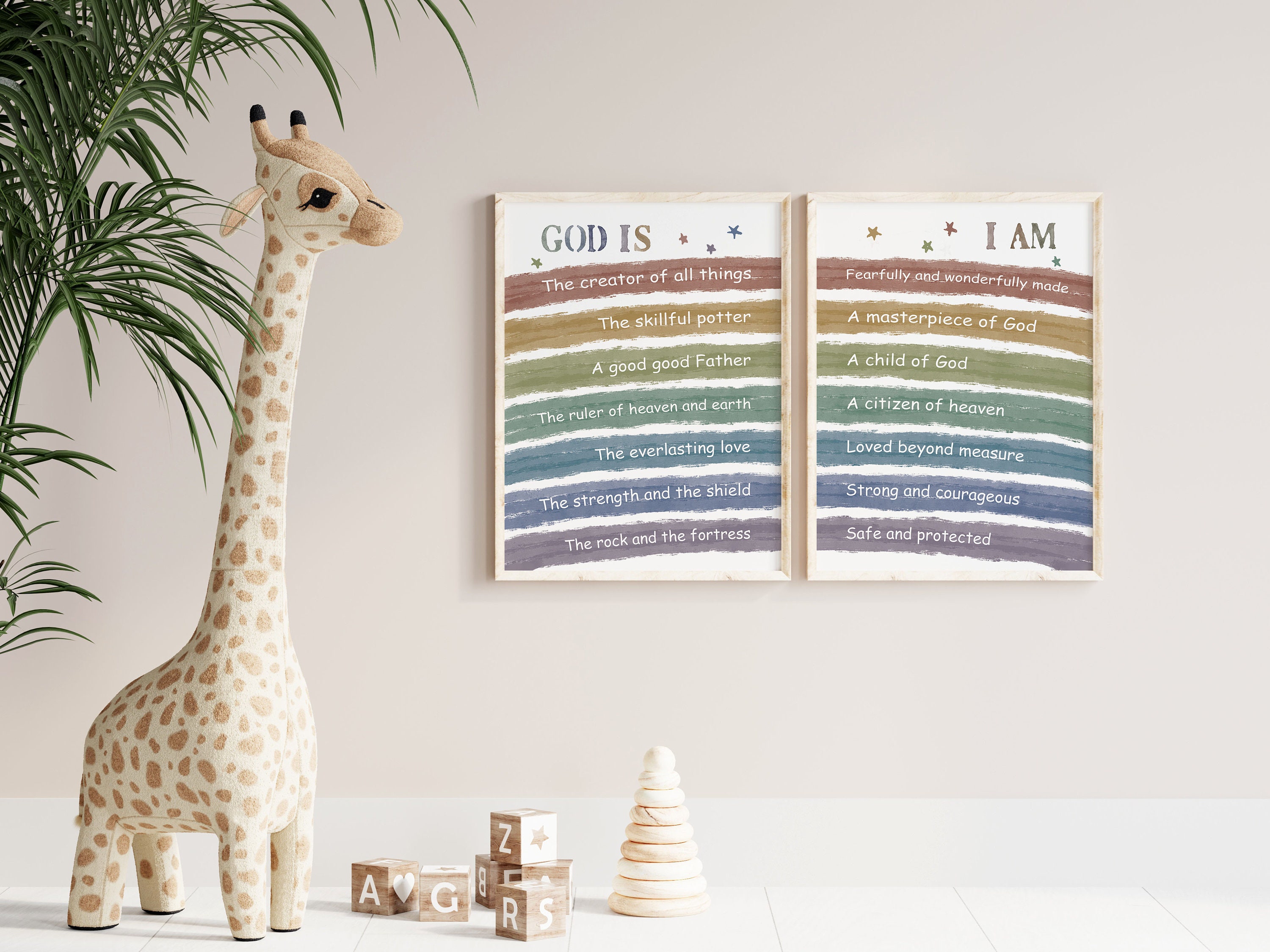 God is & I Am Christian Kids Positive Affirmation Printable Wall Art ...