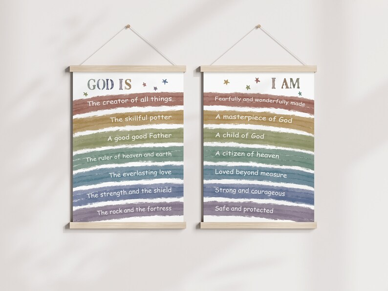 God is & I Am Christian Kids Positive Affirmation Printable Wall Art ...