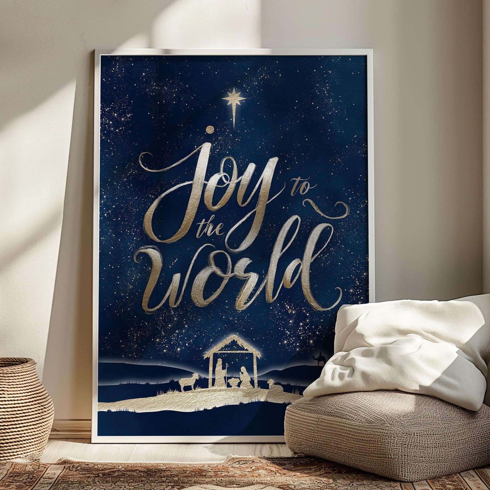 Nativity Scene Scripture Joy to the World Nativity Scene Christmas Bible Verse Wall Art ...