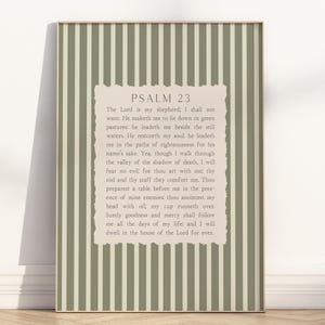 Salmo 23 o Senhor é meu pastor Versículo da Bíblia arte de parede para impressão, Vintage sálvia verde cristão cottage núcleo escritura citação impressão religiosa