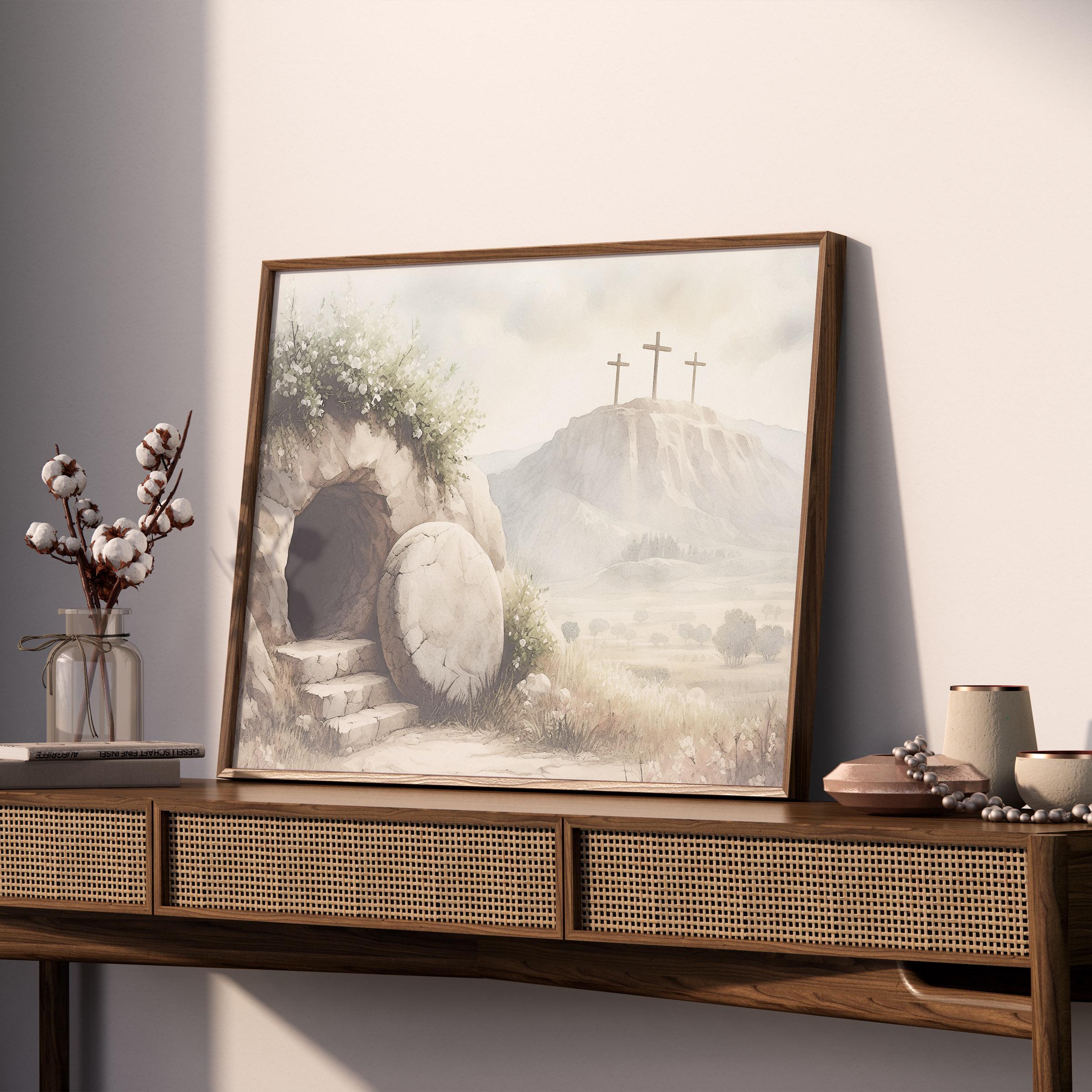 Jesus Empty Tomb Bible Verse Wall Art Printable, Christian Religious He ...