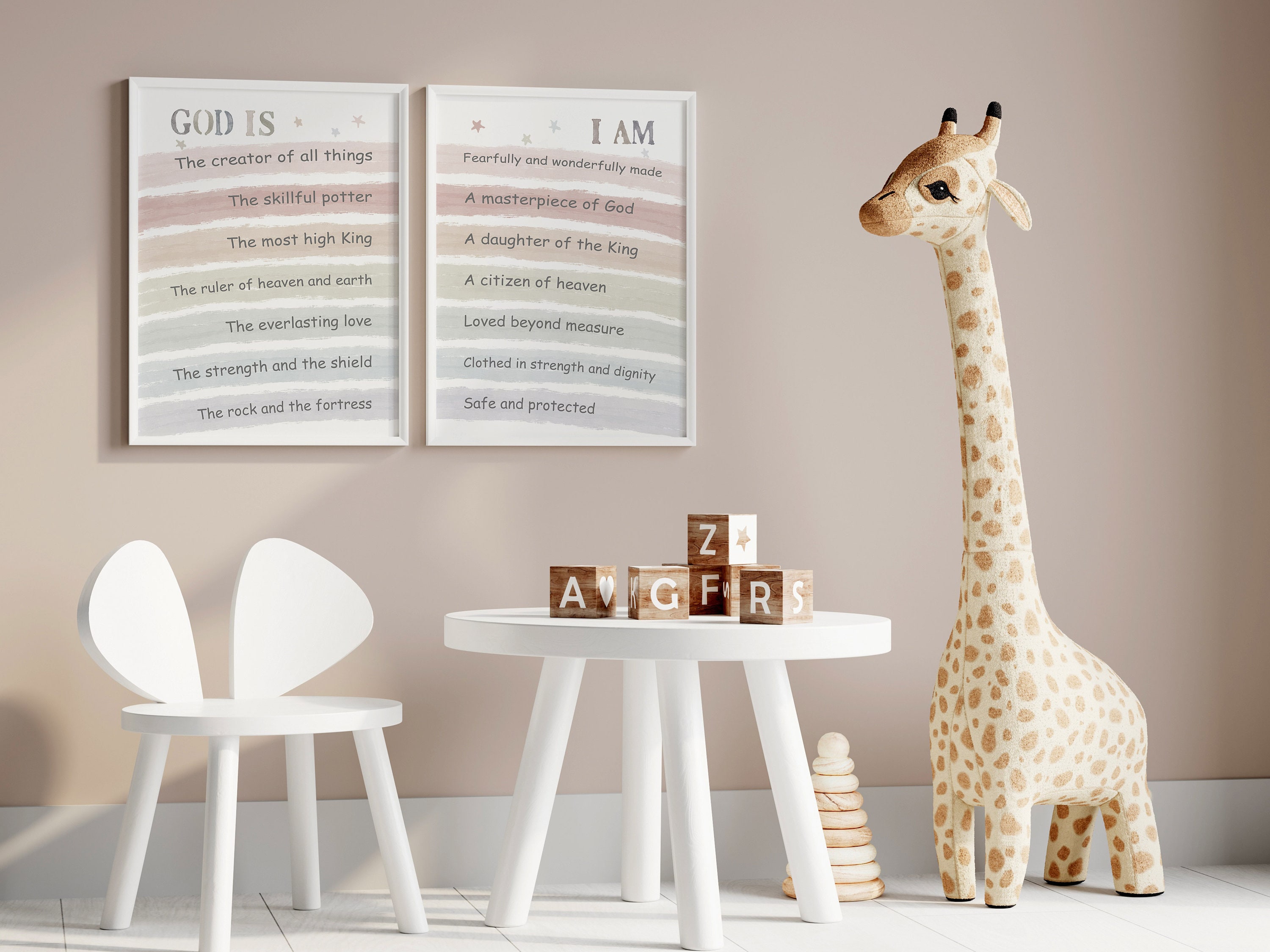 Who God is & Who I Am Christian Kids Affirmation Printable Wall Art ...