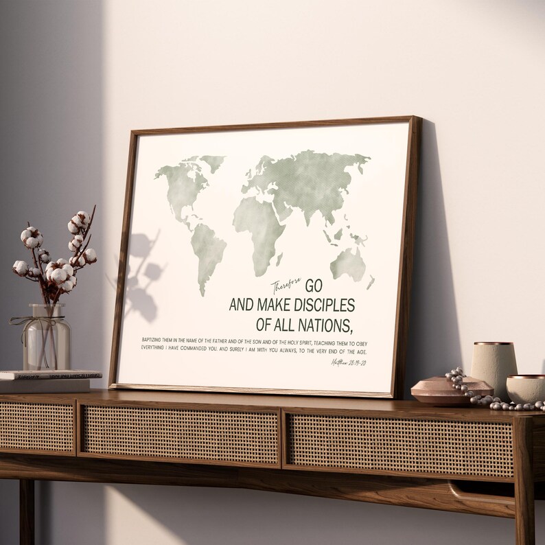The Great Commission Bible Verse Printable Wall Art, Matthew 28:19-20 ...