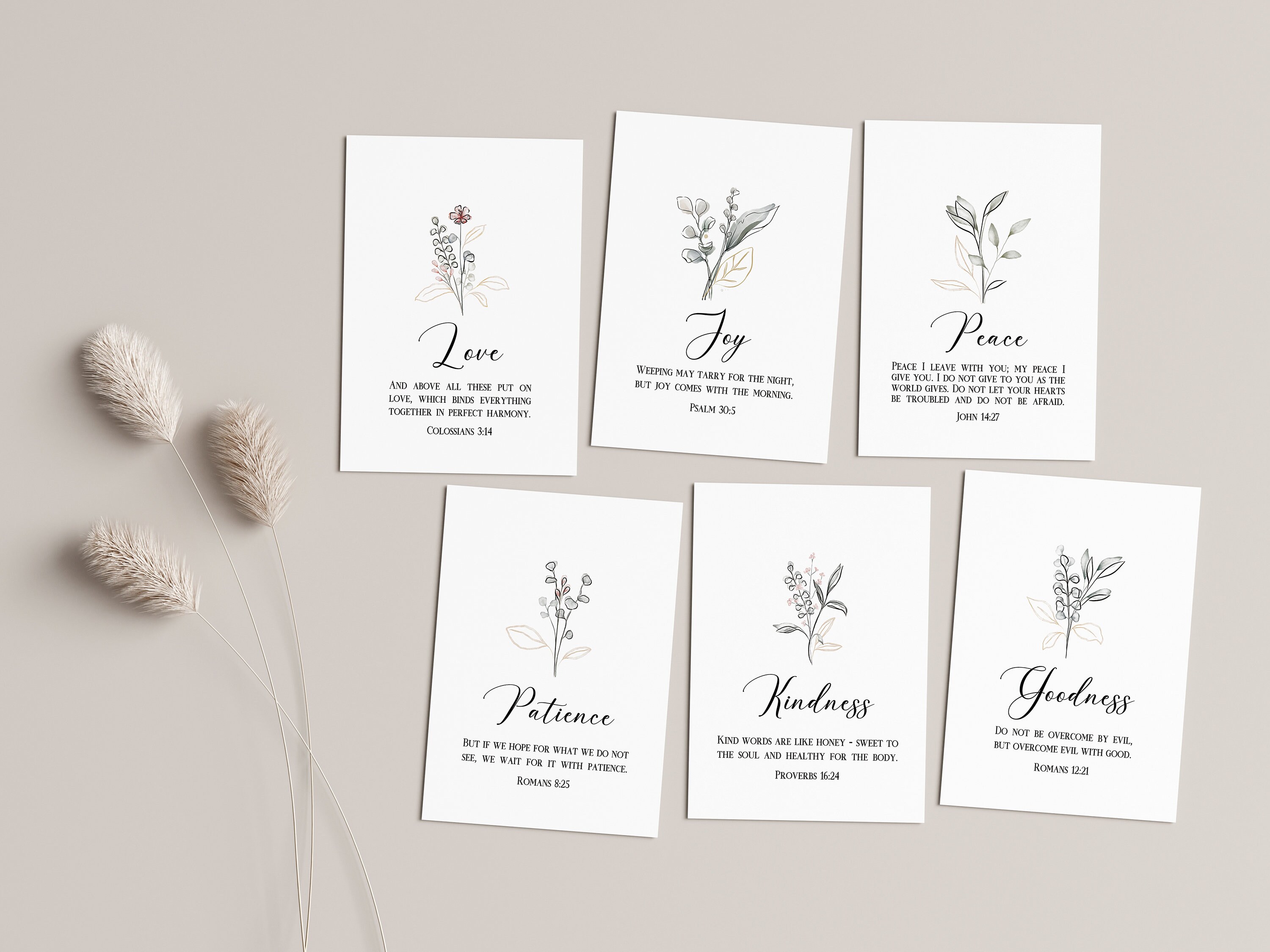 Fruit of the Spirit Bible Verse Printable Wall Art Set of 9, Galatians ...