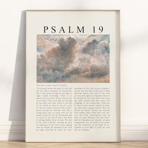 Psalm 19 Der Himmel erklären die Herrlichkeit Gottes Bibel-Vers druckbare Wandkunst, christliches Wolkenölgemälde Schriftzitat religiöses Kunstwerk