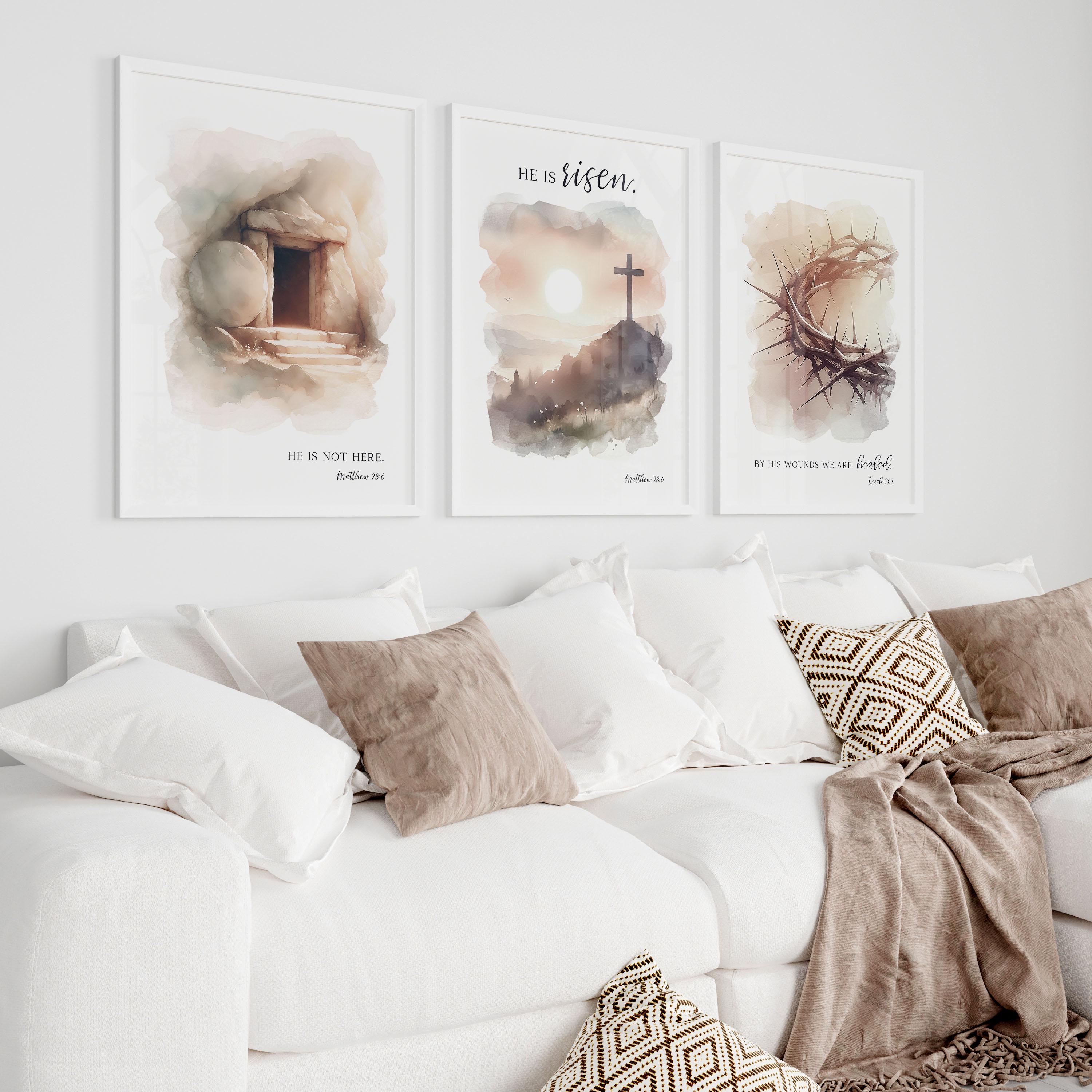 Christian Easter Bible Verse Wall Art Printable Set of 3, Religious ...