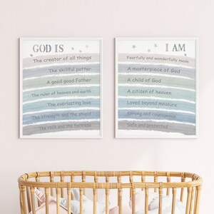 God is & I Am Christian Kids Positive Affirmation Printable Wall Art ...