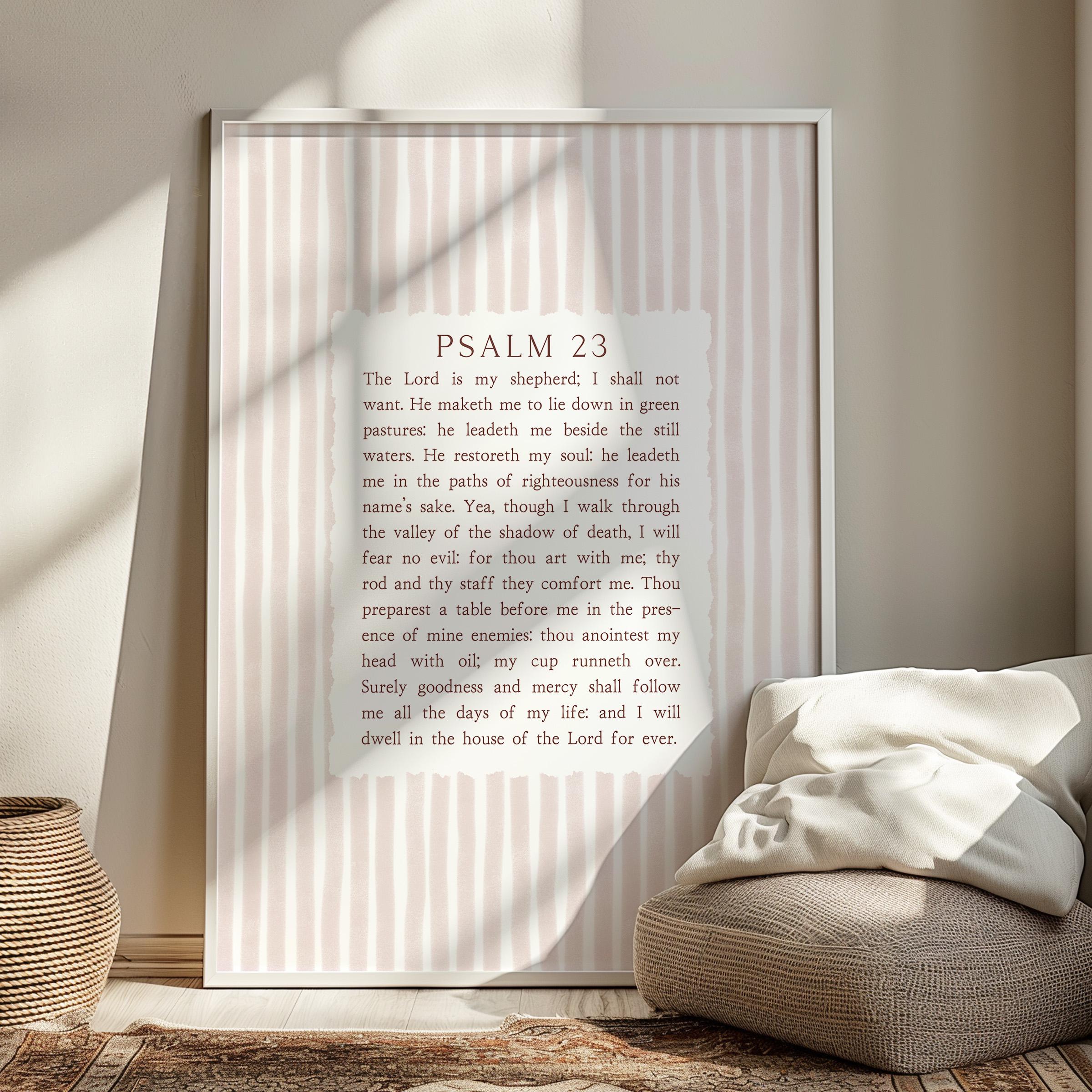 Dusty Rose Quad Scriptures Psalm 23 the Lord is My Shepherd Bible Verse Wall Art Printable ...