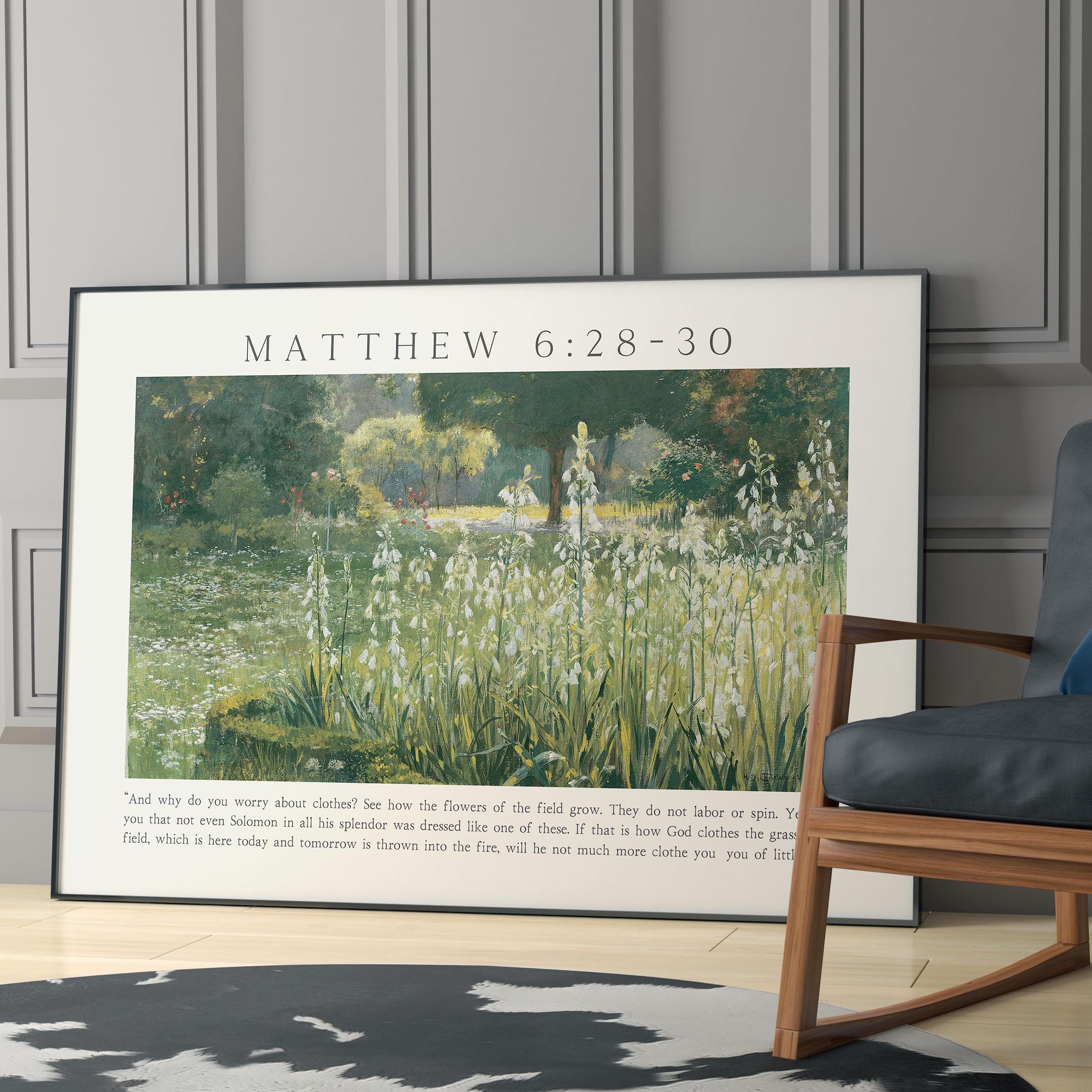 Matthew 6:28-30 Consider the Lilies Bible Verses Printable Wall Art ...