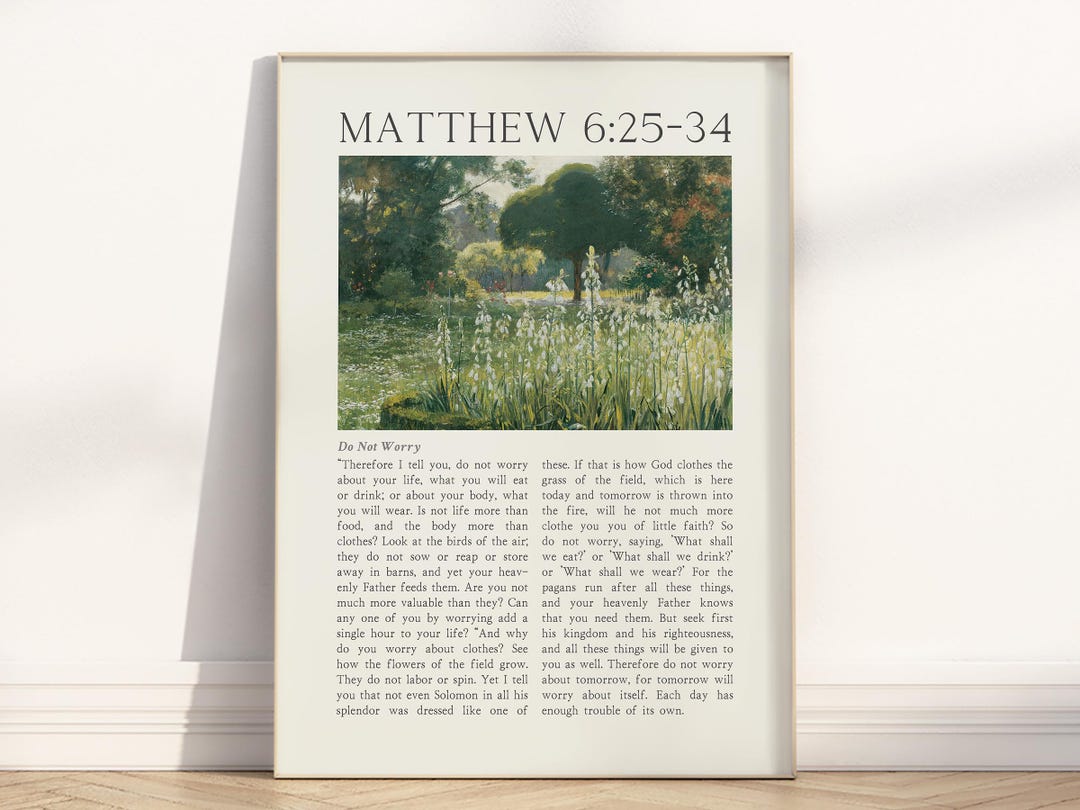 Matthew 6 25 34 Do Not Worry Bible Verses Printable Wall Art Vintage