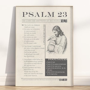 Psalm 23 der Herr ist mein Hirte Bibel Vers Wandkunst printable / Vintage christliche Bleistiftskizze Illustration Schriftzitat religiöser Druck