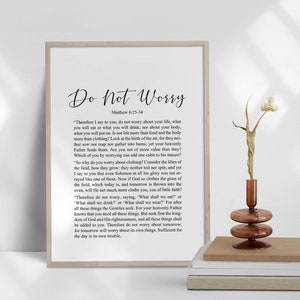 Set of 3 Matthew 6:25-34 Do Not Worry Bible Verses Printable Wall Art ...