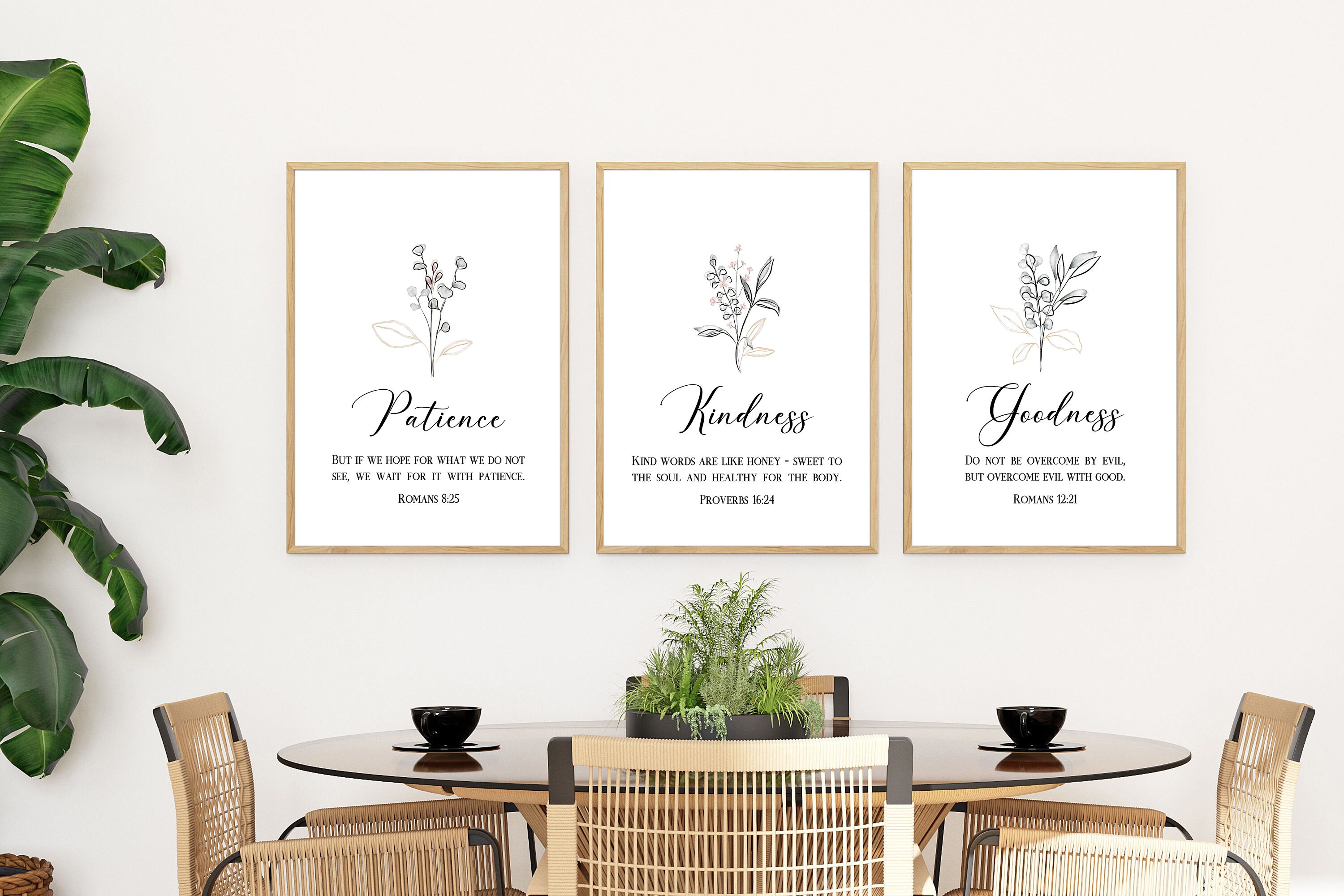 Fruit of the Spirit Bible Verse Printable Wall Art Set of 9, Galatians ...