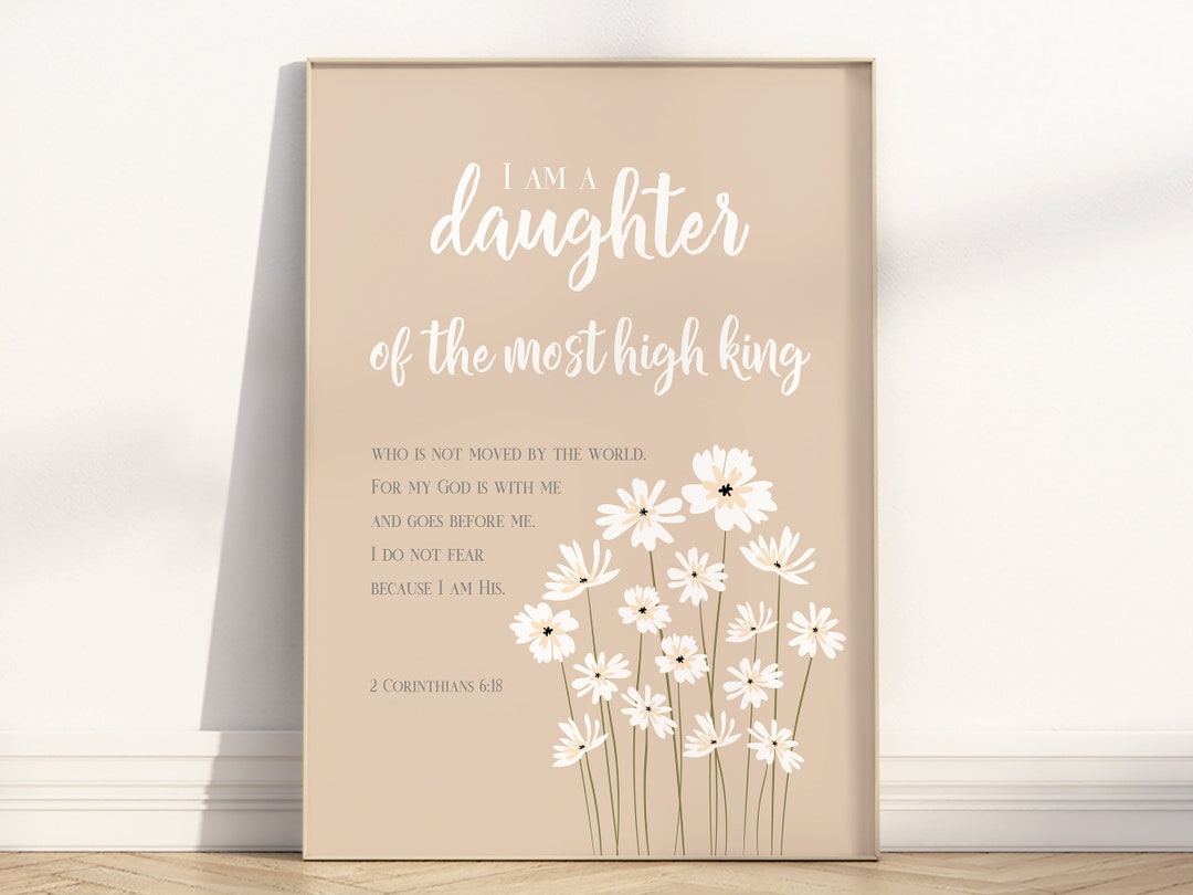 I Am a Daughter of the King Bible Verse Wall Art Printable, 2 ...