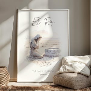El Roi Hargar in der Wüste Bibel Illustration Wand Kunst druckbare, hebräische Name Gottes-Der Gott, der mich sieht Schrift Zitat Aquarell Kunstwerk Bild 3