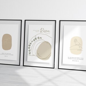 Religious Easter Bible Verse Wall Art Printable Set of 3, Modern ...