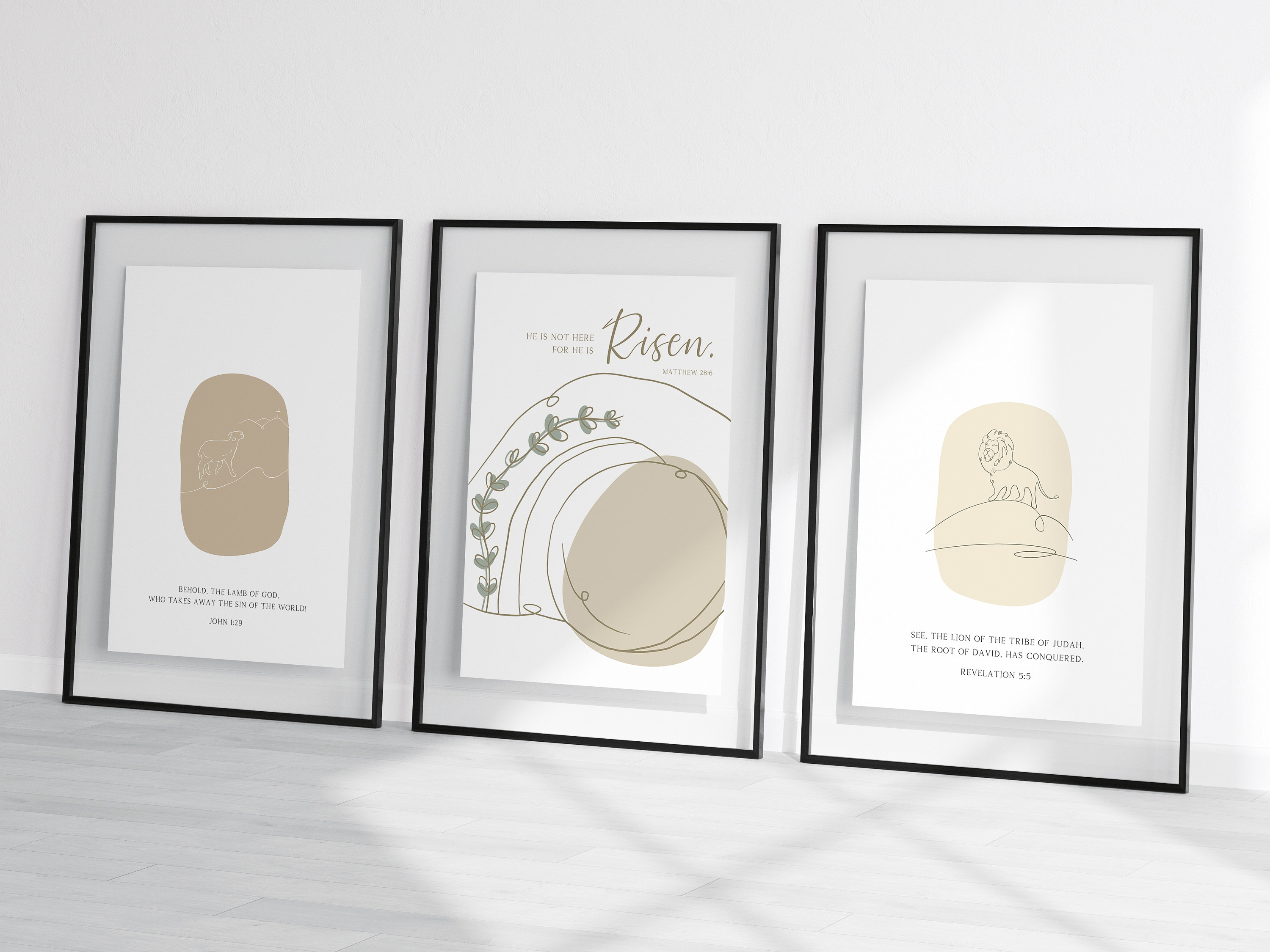 Religious Easter Bible Verse Wall Art Printable Set of 3, Modern ...