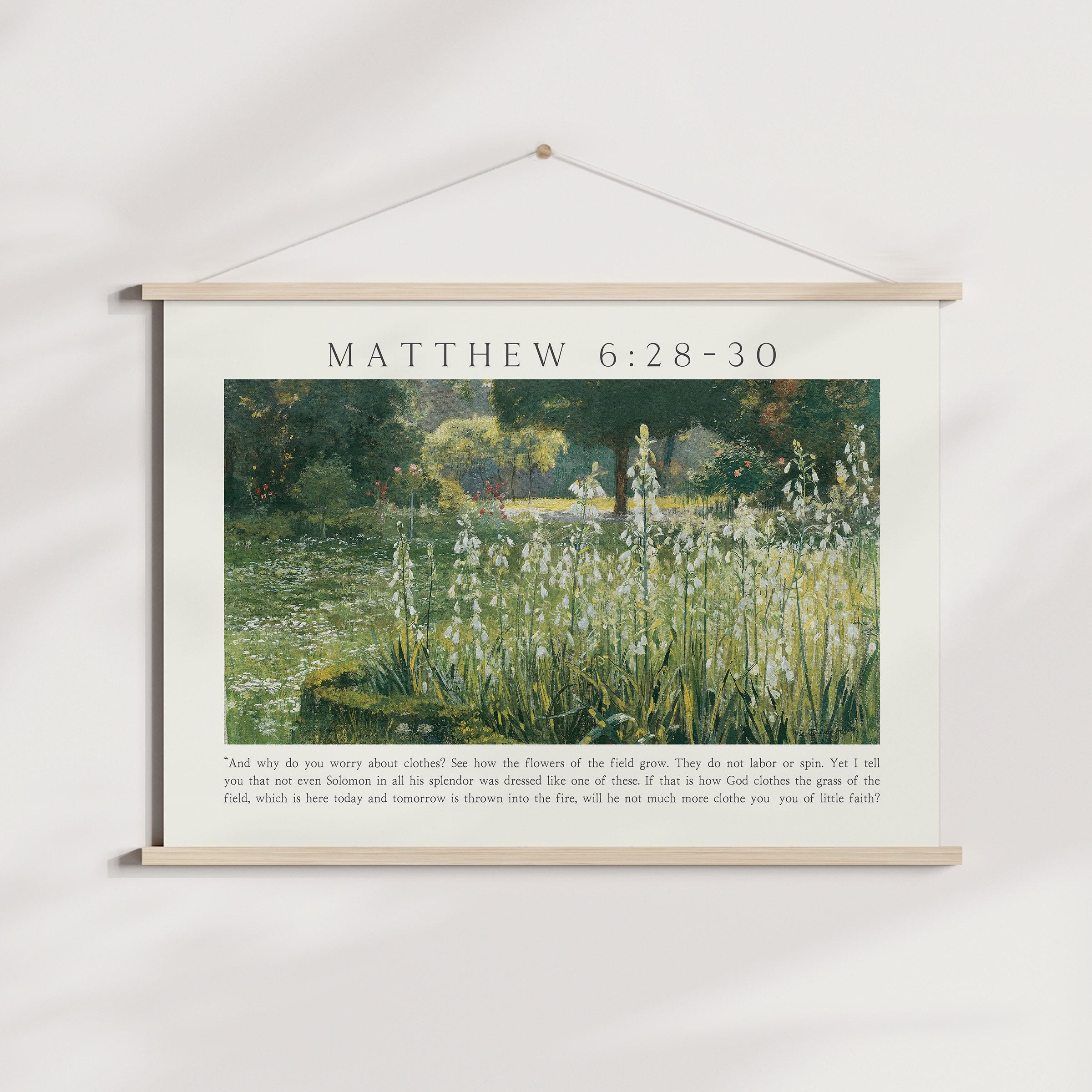 Matthew 6:28-30 Consider the Lilies Bible Verses Printable Wall Art ...