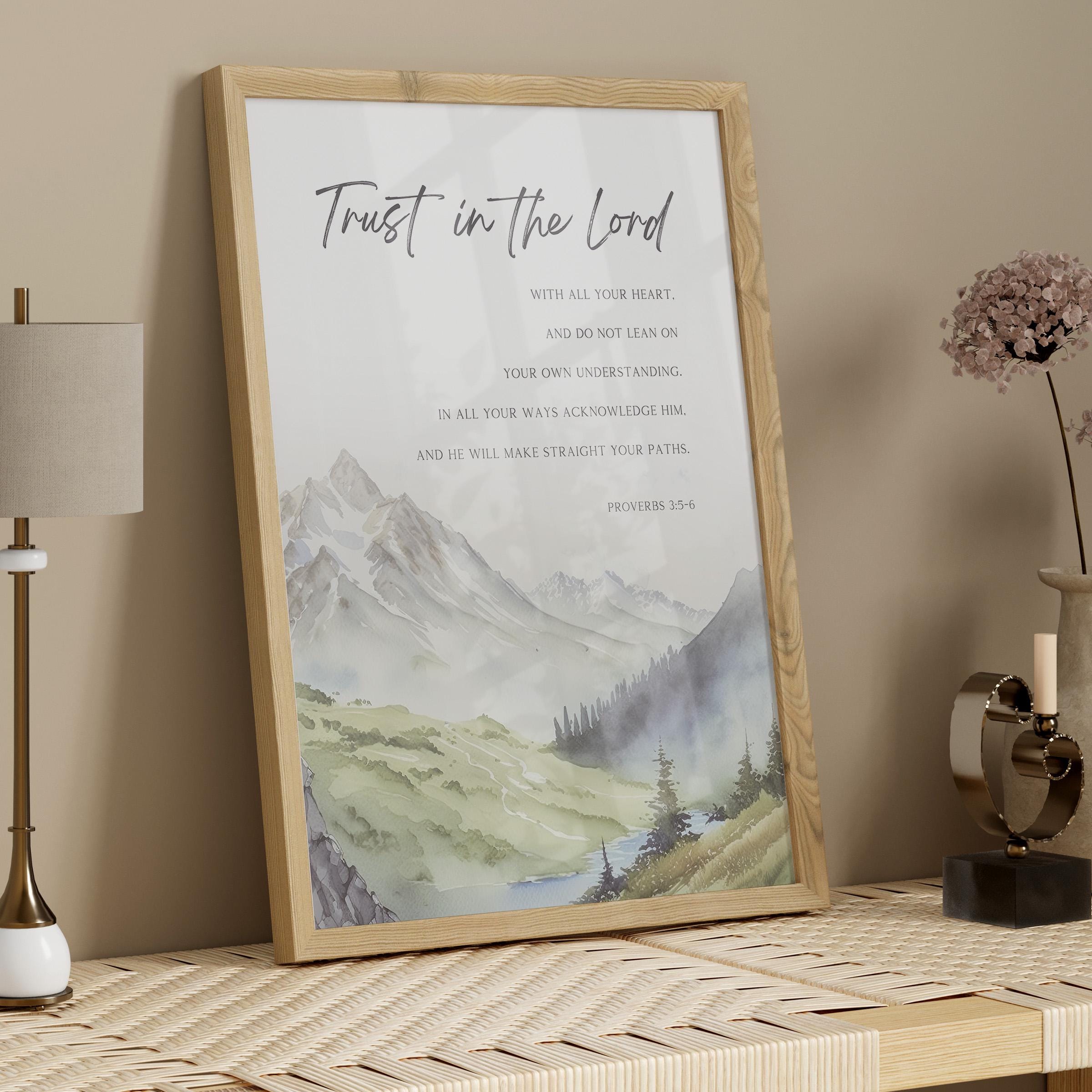 Proverbs 3:5-6 Trust in the Lord Bible Verse Wall Art Printable, Modern ...